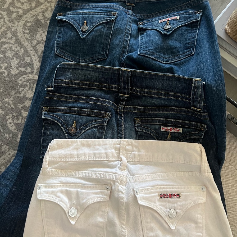 3 pairs Hudson Blue and White Boot Cut Jeans with Classic Style